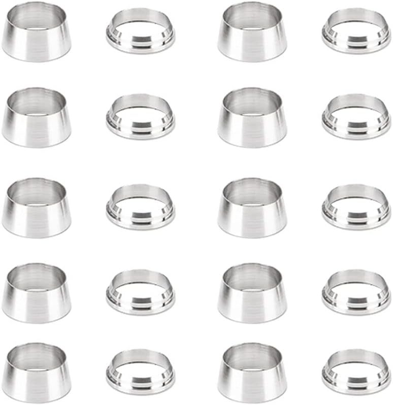 Pysrych Stainless Steel 304 Compression Tube Fitting, Sleeve 1/2" Tube OD Double Ferrule Ring（Pack of 10 Pairs) - Image 1